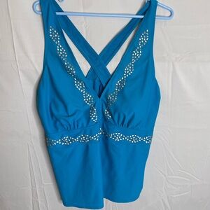 Inches Off Womens Plus Size 22W Tankini Top Blue 3850